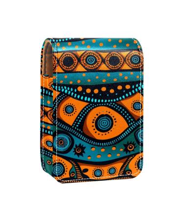 Lipstick Case Leather Lip Gloss Lipstick Organizer with Mirror Mini Lipstick Holder Bag Flower Africa Boho N716v2sfin