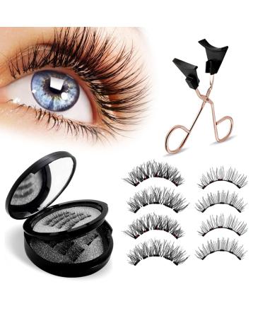 SSKHE Magnetic Eyelashes without Eyeliner Reusable Dual Magnetic lashes false eyelashes magnetic Natural Look Magnetic Eyelashes No Glue 3D False Eyelashes Kit with Applicator Waterproof Easy to Wear