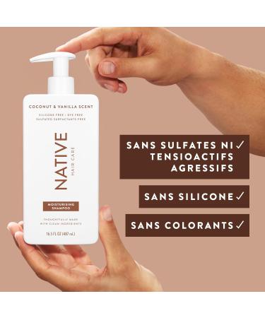 Native - Shampooing Femme et Homme - Parfum Naturel - Odeur Coco et Vanille - Shampoing Hydratant - Donne aux Cheveux Secs un clat Doux et Sain (3 Pack 487 ml) - Buy Online on GoSupps.com
