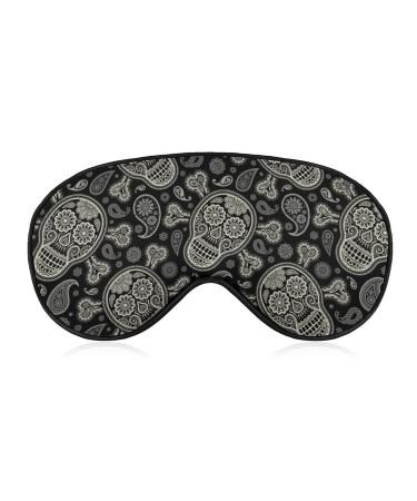 Skulls and Paisley Sleep Mask for Women Adjustable Sleeping Eye Shades Cover with Elastic Strap
