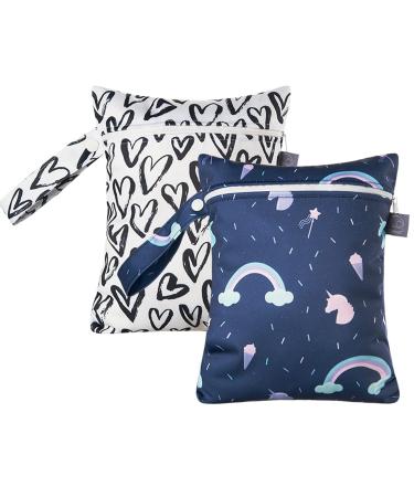 SEAUR 2 pieces of cloth diaper pockets waterproof nast pocket with zipper Portable diaper pockets for baby diaperneln toilet items color 3 (ES075-008) Color 3 (2 pieces) 18 25 cm