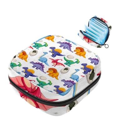 Storage bags for women's bandages seamless dinosaurs motif portable menstrual insert panty lips tampons women's bandages storage holder for women school office multicolored 10