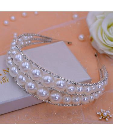 Eiaork Pear Wedding Headband - Handmade Rhinestone Bridal Hair Band in Silver | Wedding Hair Accessories for Women & Flower Girl - Buy Online on GoSupps.com