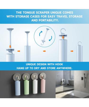 4 Pack Tongue Scraper Cleaners with Travel Case | Effective Oral Care for Adults & Kids - Fight Bad Breath Easily - Buy Online on GoSupps.com