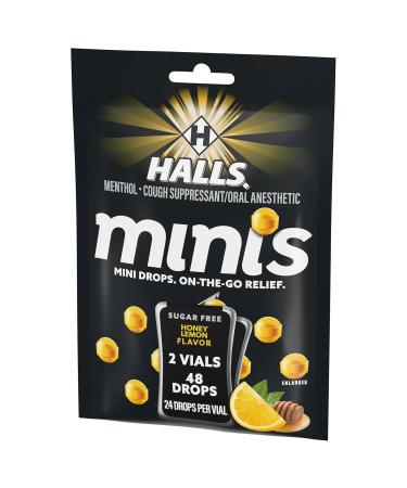 Halls Minis Honey Lemon Flavor Sugar Free Cough Drops 48 Drops - Buy Online on GoSupps.com