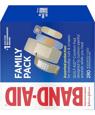 Band-Aid Family Variety Pack - 280 ct, Sheer & Clear Flexible Sterile Bandages with Breathable Technology - Buy Online on GoSupps.com