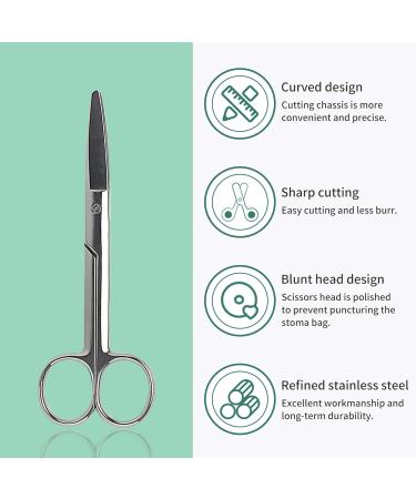Premium 140mm Curved Ostomy Scissors - Stainless Steel Medical Cutting Tools for Colostomy Care - Buy Online on GoSupps.com