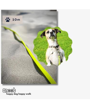10m Neon Yellow Dog Leash - Extra Narrow Towline with Carabiner | Dirt & Water Repellent for Small Dogs - Buy Online on GoSupps.com