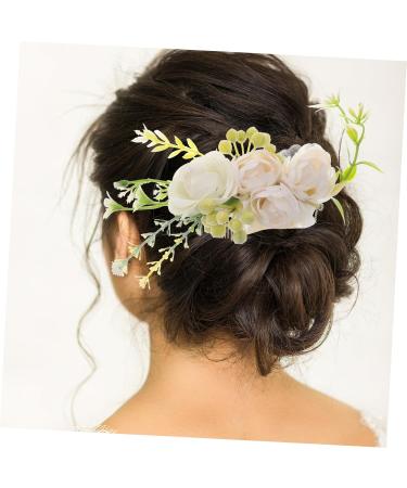 Angoily Rose Hair Comb Bridal Accessories Wedding Headpiece Prom Hair Clips Hair Accessory for Women Flower Headpiece Tiara Hair Combs for Wedding Silk Cloth Hairpin Bride Pink - Buy Online on GoSupps.com