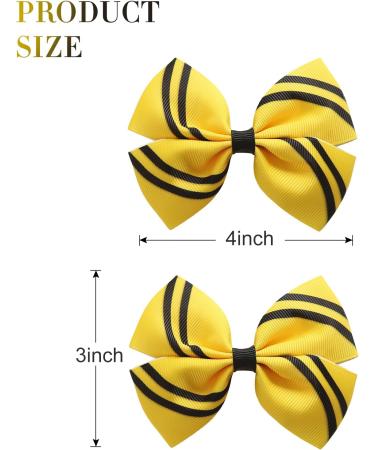 2PC Stripe Hair Bow Clips 4 Inch Women Wizard Dress Up Halloween Costume Hair Accessories Yellow for Harry - Buy Online on GoSupps.com