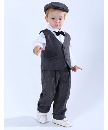 Mint Green Baby Boy Romper Suit | Gentleman Jumpsuit with Bow Tie | 12-18 Months | Dark Gray - Buy Online on GoSupps.com