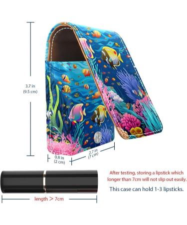 Travel Lipstick Organizer Case - Portable Makeup Bag with Mirror | Undersea Fish Coral Design - Ship Worldwide - Buy Online on GoSupps.com
