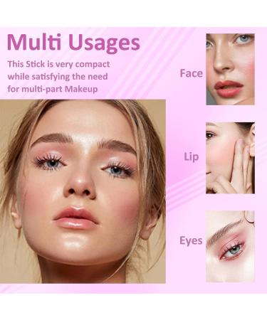 Waterproof Cream Blush Stick 3-in-1 Multi-Use Blusher Contour - Long-Lasting & Moisturizing (06 Pink Doting) - Buy Online on GoSupps.com