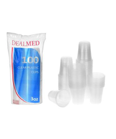 Dealmed Disposable Plastic Cups  100 Clear Cups, 3 oz Disposable Cups, 100% Recyclable Cups, Ideal for Doctor's Offices, School Nurse's, Hospitals, at Home and More 100 3 oz.