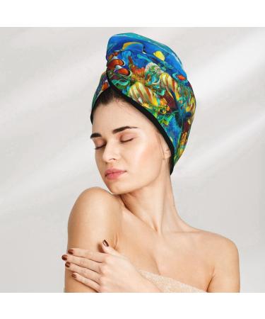 Ocean Tropical Fish Coral Velvet Hair Cap - Perfect for Home Travel Pool Parties & Beaches | SamLng - Buy Online on GoSupps.com