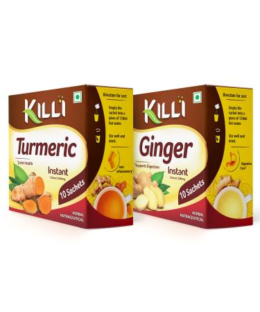 KILLI Turmeric | Ginger Instant Extract 2 Packs of 10 Sachets