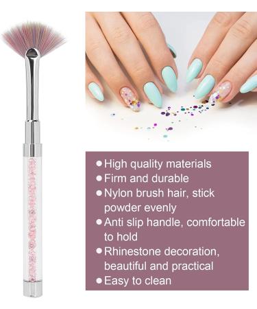 Fan Shape Nail Brush Nylon Hair Rhinestone Decoration Anti Slip Handle Fan Nail Brush Beautiful Practical for Nail Experts for Home - Buy Online on GoSupps.com