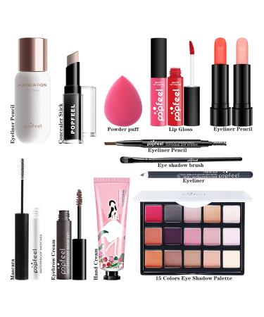 Professional Make-Up Set | Mknzome 14PC Makeup Kit with Bag | Eyeshadow Lip Gloss & Cosmetics | Perfect Christmas Gift for Girls & Women - Buy Online on GoSupps.com