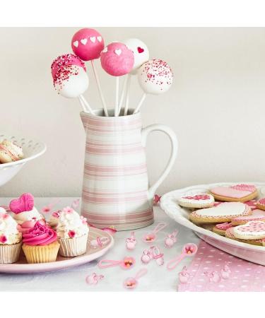 50 Pink Acrylic Baby Pacifiers & 60 Mini Plastic Rattle Set | Baby Shower & Birthday Party Favors - Buy Online on GoSupps.com