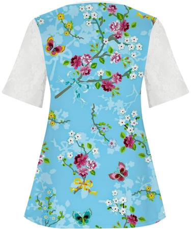 Women's Comfortable Lace Middle Long Sleeve Button Up V-Neck Hide Belly Tops Loose Bohemian Tunic Sexy Shirt Women's T-Shirt With Print Sports Shirt Women's Wide L Blue - Buy Online on GoSupps.com