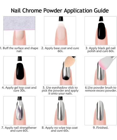 Lofuanna Chrome Nail Powder Set - 4 Colors Mirror Effect Holographic Glitter for Nail Art with 4pcs Eyeshadow Sticks and Dust Brush - 0.5g/Jar - Buy Online on GoSupps.com