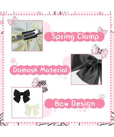 2Pcs Big Bow Hair Clips for Women - Black+White Ribbon Hair Barrettes - Buy Online on GoSupps.com