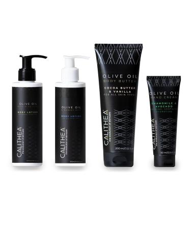 Calithea Grecian Glow Collection: Donkey Milk & Aloe Vera Body Lotion Body Butter with Cocoa & Vanilla Hand Cream with Chamomile & Avocado - Buy Online on GoSupps.com