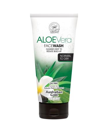 Australian Gold Aloe Vera Daily Moisturizing Face Wash 6 Ounce | Cleans Deep & Reduces Buildup | Normal To Dry Skin Daily Normal To Dry