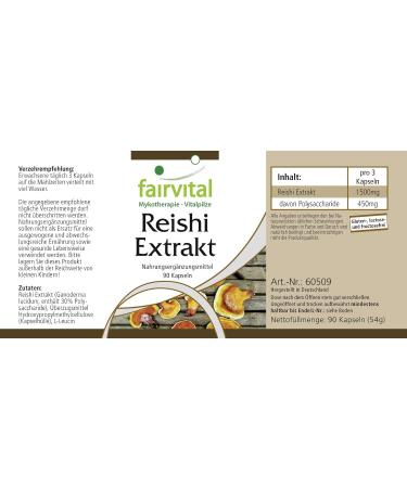 Fairvital | Reishi Extract 500mg - 30% Polysaccharides - Ganoderma lucidum - 90 Pcs - Vegan - Buy Online on GoSupps.com