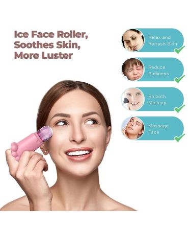 Silicone Ice Roller for Face & Eyes | Gua Sha Massage Tool for Brightening & Firming Skin | Shrink Pores, Reduce Wrinkles, and Stress Relief | Pink - Buy Online on GoSupps.com