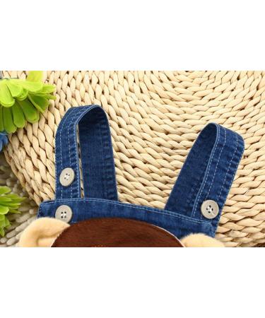 KIDSCOOL SPACE Baby Girl Denim Overalls with Cute 3D Bunny, 6-12 Months Blue - Buy Online on GoSupps.com