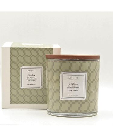 | Highly Scented Candles - Aromatherapy Candles for Home | Wortham Smokehouse Candle | 12oz Glass Jar | 100% Natural Soy Wax Candles | Burn Time 60-70 Hours