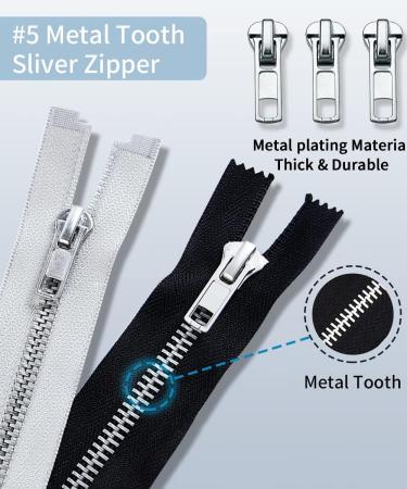 52 Pcs Zipper Repair Kit - Universal Zipper Replacement Slider Set for Jackets, Coats, Boots - Metal, Plastic & Nylon Zippers - Buy Online on GoSupps.com