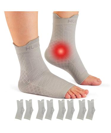 HUEGLO 4 Pairs Plantar Fasciitis Socks Neuropathy Neuro Socks Compression Socks for Women Men Ankle Support Brace for Weak Sprained Ankle Pain Relief Breathable Anti-Slip Foot Support Brace (S Grey) Grey S - Buy Online on GoSupps.com
