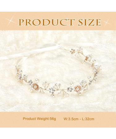 Bridal Headband Etercycle Gold Bridal Hairband Wedding Party Women's Pearl Rhinestones Headpiece Wedding Hair Jewelry for Bride Bridesmaids - Buy Online on GoSupps.com