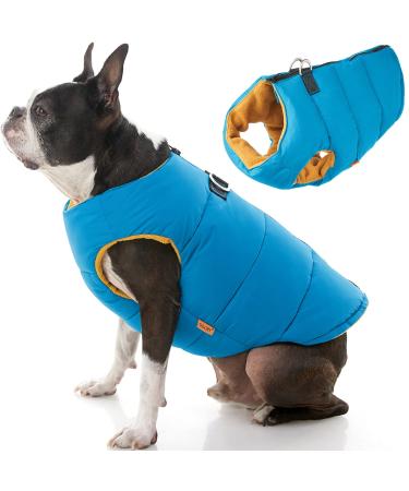 Gooby Padded Vest Dog Jacket - Solid Turquoise, Small - Warm Zip Up Dog Vest Fleece Jacket with Dual D Ring Leash - Water Resistant Small Dog Sweater - Dog Clothes for Small Dogs Boy and Medium Dogs Small chest (16") Turquoise Solid 1