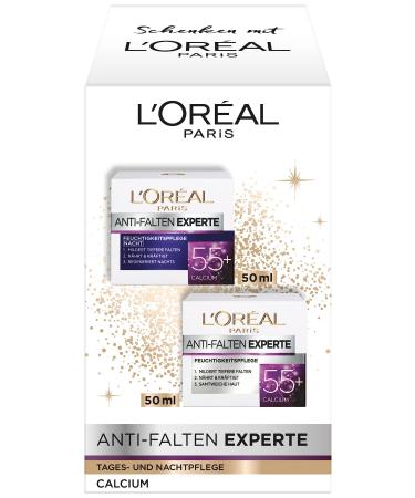 L'Oreal Paris L'Or al Paris Moisturizing Care Kit Anti-Aging Day and Night Cream for Reducing Wrinkles Expert Anti Wrinkle 55+ 2 x 50ml