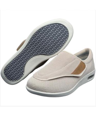 Men's Diabetic Shoes Wide Width Shoes Adjustable Closure Lightweight Breathable Swollen Feet Walking Edema Sneakers Men 13.5 Beige Men 13.5