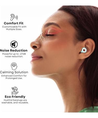 Silent Earplugs - 27dB Noise Cancelling Reusable Ear Plugs for Sleep Travel Comfort & Autism - Turquoise - Buy Online on GoSupps.com
