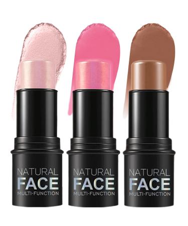 Pastoralist Contour Stick 3 Pcs Set 3 Colors Waterproof Long Lasting Blush Stick Natural Finish MultiPurpose Highlighter for Cheeks Lips All Skin Contour Kit