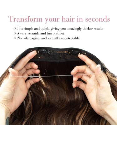 Invisible Wire Hair Extensions 20 Inch Wavy Chocolate Brown to Caramel Blonde - Synthetic Hair Pieces for Women - Buy Online on GoSupps.com