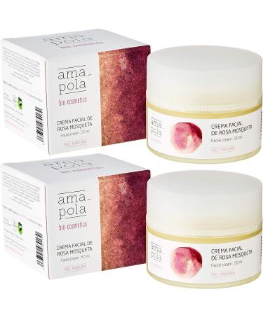 AMAPOLA BIOCOSMETICS Regenerating Facial Cream with Rosehip Oil Set of 2 Hydration Repair and Protection Ecological Natural and Vegan Ingredients