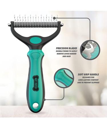 Professional Grade Double Sided Undercoat Pet Rake Brush | Reduces Shedding By 95% | Ideal for Dogs & Cats | Includes Free Nail Clipper - Buy Online on GoSupps.com