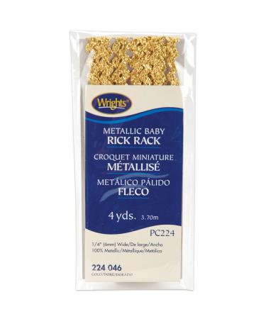 Wrights Baby Metallic Rickrack 1/4 X4yd  Gold