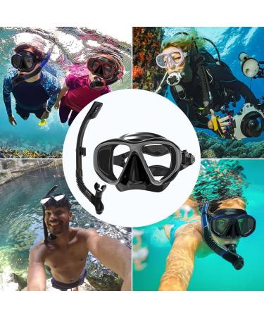 Findway Dry Snorkel Set for Adults - Anti-Fog Scuba Diving Mask with Wide View - Professional Snorkeling Gear in Black - Buy Online on GoSupps.com