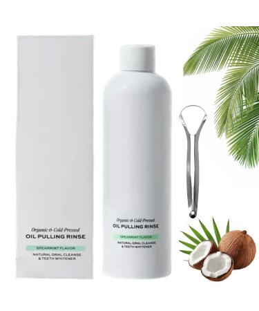 HOUXIANDOU Spearmint Oil Pulling Mouthwash Whyte Oil Pulling Whyte Spearmint Oil Pulling Mouthwash Cold Pressed Coconut Mouthwash for Long Lasting Fresh Breath 1 Bottle