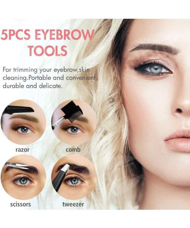 Grendly 5 Piece Eyebrow Care Set - Stainless Steel Tweezers Scissors Comb & Pen - Perfect Eyebrow Grooming Kit for Flawless Brows - Buy Online on GoSupps.com