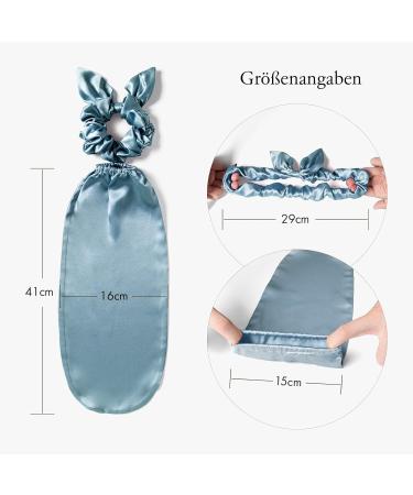 LilySilk 100% Silk Hat & Scrunchies 2-in-1 Set | Adjustable Hair Ties for Long Hair | Misty Blue | Luxury Sleeping Accessories - Buy Online on GoSupps.com