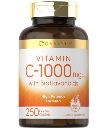 Carlyle Vitamin C 1000mg | with Rose Hips and Citrus Bioflavonoids | 250 Caplets | Vegetarian Non-GMO Gluten Free Supplement