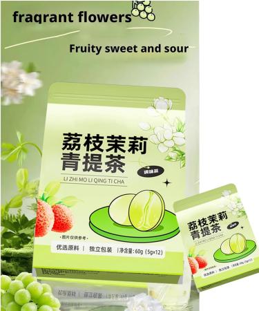 XFLHXY Lychee Jasmine Green Grape Oolong Tea Premium Loose Tea Natural Fruit & Flower Infusion Refreshing Iced Tea Option 21oz60g Green 12 bags - Buy Online on GoSupps.com